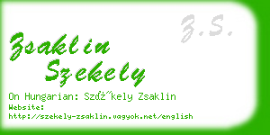 zsaklin szekely business card